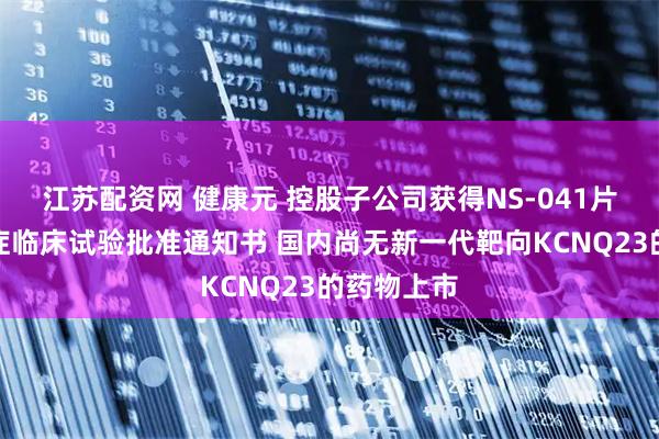 江苏配资网 健康元 控股子公司获得NS-041片新增抑郁症临床试验批准通知书 国内尚无新一代靶向KCNQ23的药物上市